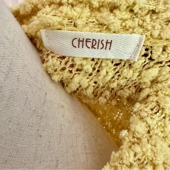Cherish Yellow Popcorn Sweater Size Small Oversized Fit - Picture 4 of 5